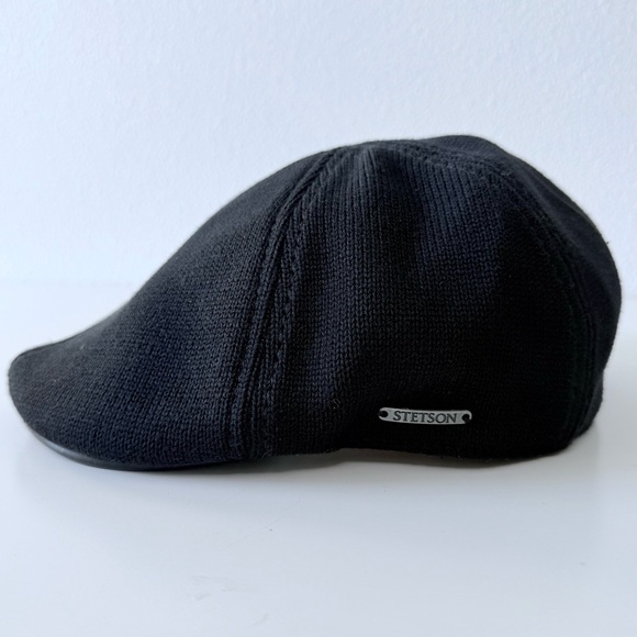 Stetson Texas Cotton Knit Gatsby "Duck Bill" Cap/Hat-Black-Men’s Size Medium 22” - Picture 1 of 12